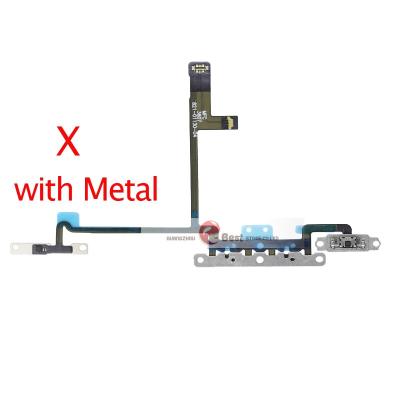 Power Flex dla iPhone 5G SE 6 6s 7 8 Plus 7G 8G 6G X XR XS MAX wyciszenie i przycisk głośności klucz przełącznika przewód zasilający z części metalowe: X volume metal