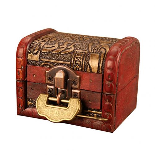 Vintage Schatkist Houten Sieraden Trinket Opbergdoos Case Houder Met Slot Parel Ring Houten Schatkist Organizer: Retro Lock