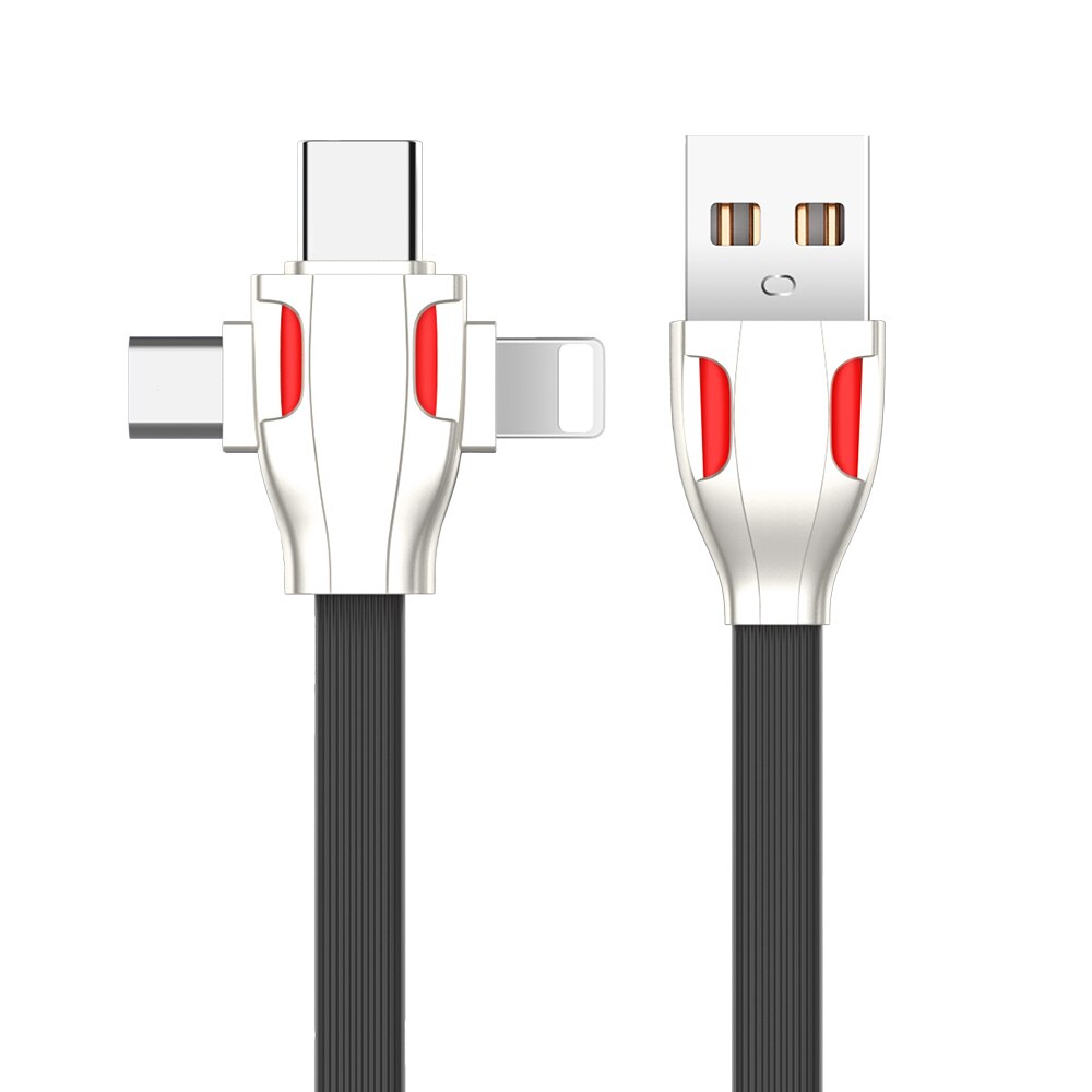 3 In 1 USB C Micro USB 8 Pin Kabel Für iPhone 12 Samsung Android 3A Multi Ladegerät Schnelle Lade USB Typ C Kable Schnur: Black