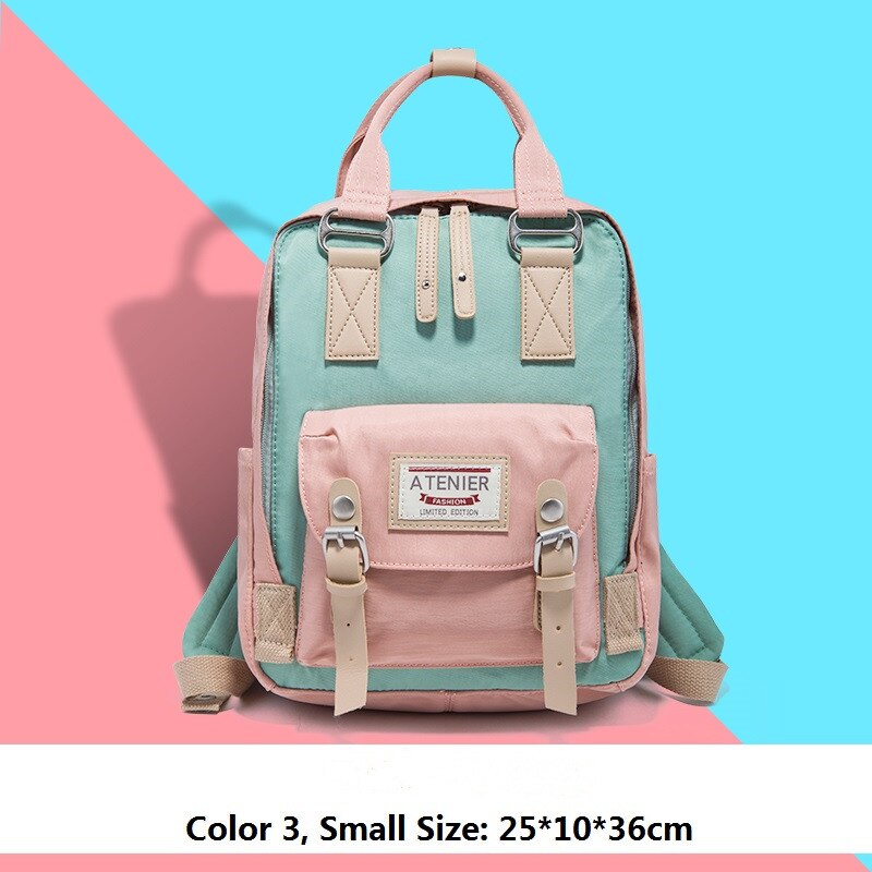 Mädchen-Rucksack aus Segeltuch mit Krapfen-motiv, schülerinnen-Rucksack in bonbonfarben, wasserdicht, schulrucksack, freizeit-reiserucksack, mochila feminina: Klein 5