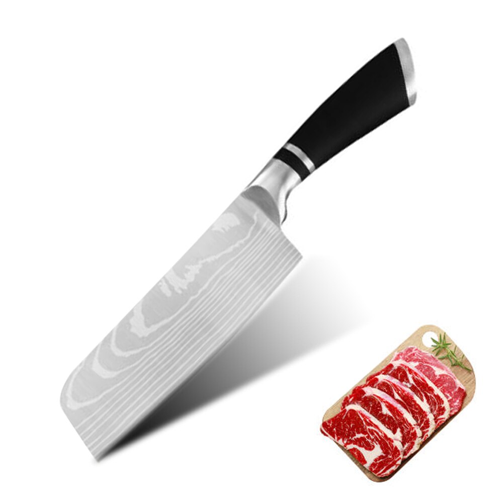 Kitchen Knife Chef Knife 8 Inch Pro Japanese Chef's Nakiri Knife Stainless Steel Santoku Meat Cleaver Beef knife With Cover: 6.5 inch