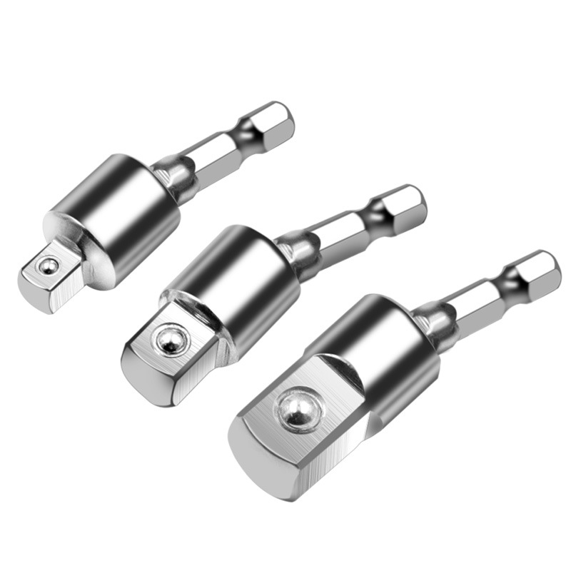 1pcElectric Drill Socket Adapter for Impact Driver with Hex Shank to Square Socket Drill Bits Rotatable Extension 1/4" 3/8" 1/2": 3 pcs