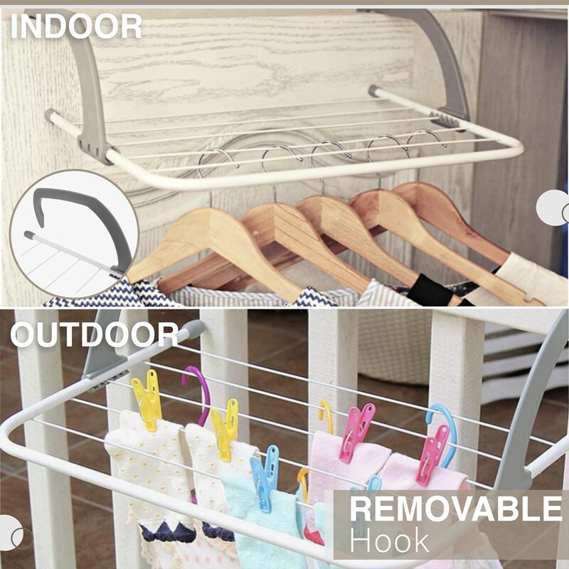 Rvs Balkon Droogrek Opknoping Multifunctionele Vouwen Balkon Droogrek Vensterbank Handdoek Schoenenrek Droogrek