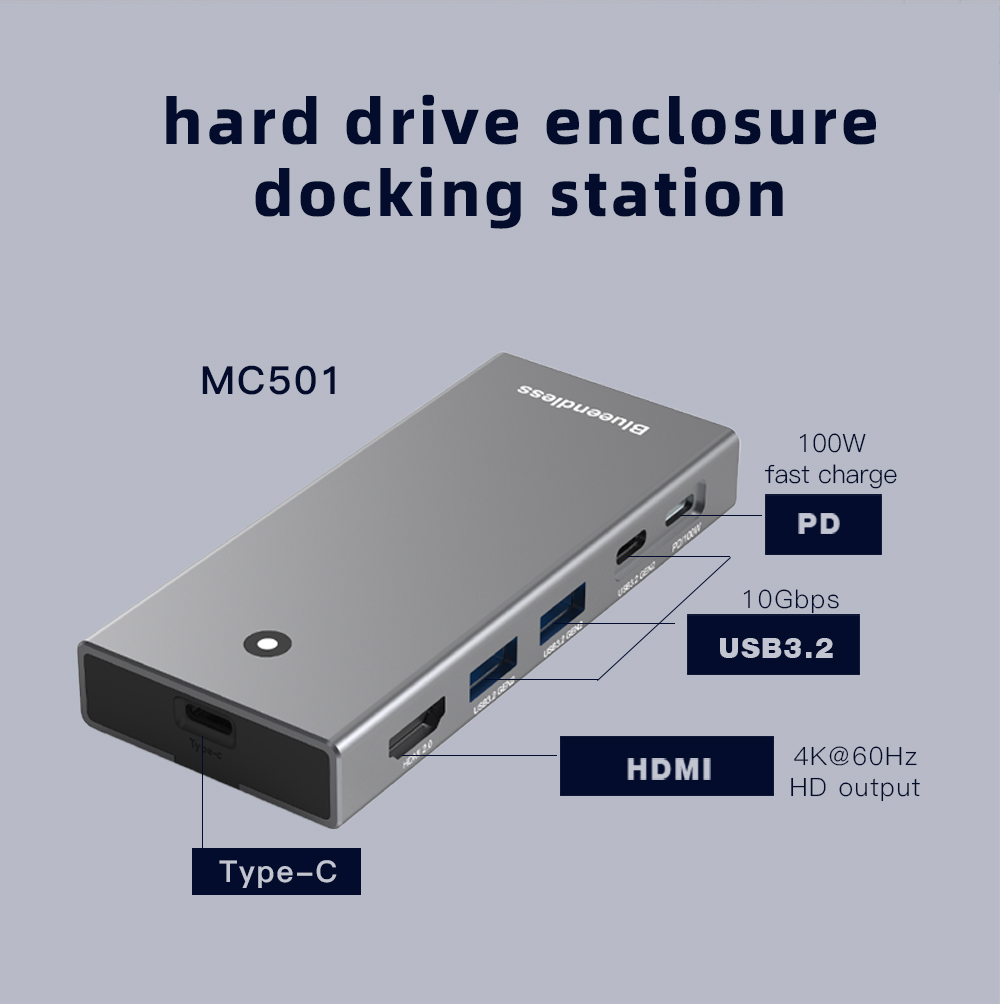 Blueendless m2 sata or m.2 NVMe SSD Enclosure with USB C hub Laptop Docking Station 4K 60Hz HDMI-Com USB3.2 100W PD SDTF 10Gbps: Khaki