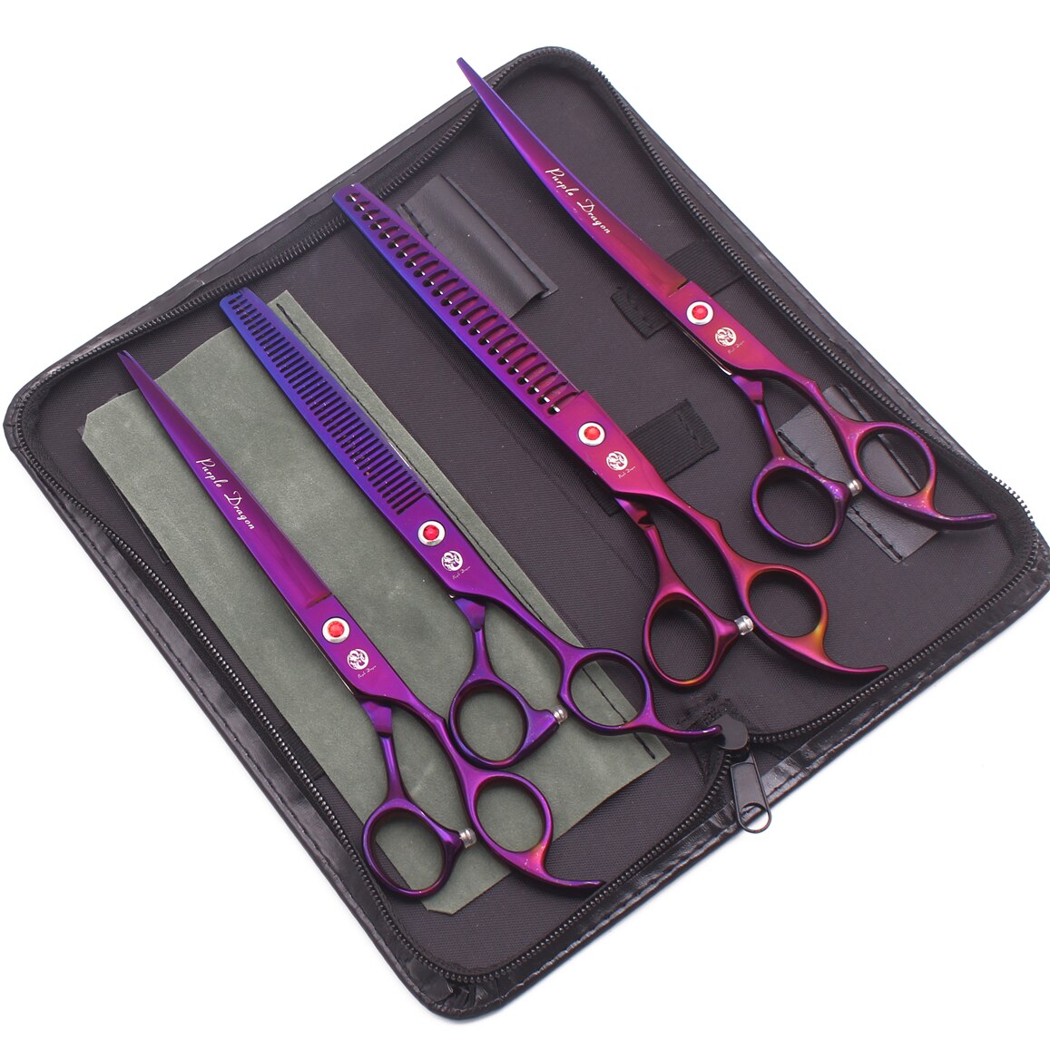 tijeras para perros 8,0 "dragón púrpura JP 440C tijeras de peluquería canina Kit para adelgazamiento tijeras perro curva tijeras agregar caso Z3005 tijeras peluqueria