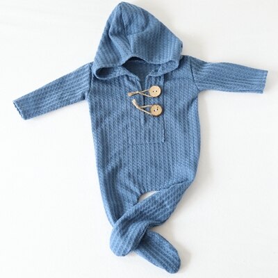 Tøj til nyfødte fotografering rekvisitter tøj til fødte baby fotoshoot tøj dreng romper kostume bebe foto tilbehør: Blå
