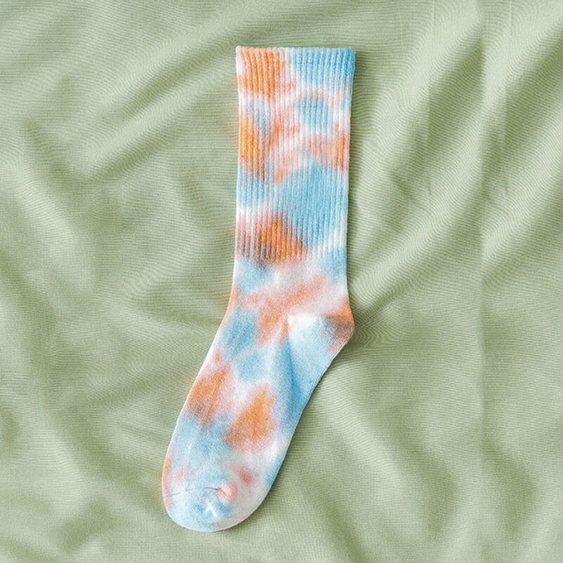 Cotton Skate Socks Men Women Sock Knee-high Funny Cycling Running Hiking Tie Dye Sox harajuku hip hop happy socks: E791886B