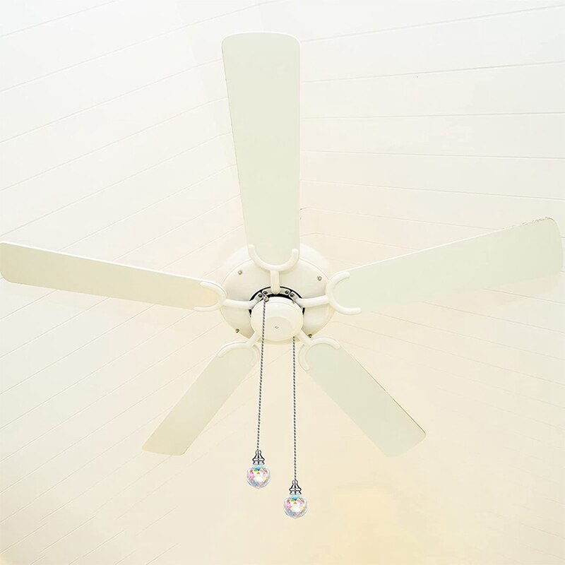 4 Pieces Artificial Crystal Pendant Ceiling Fan Pu... Vicedeal