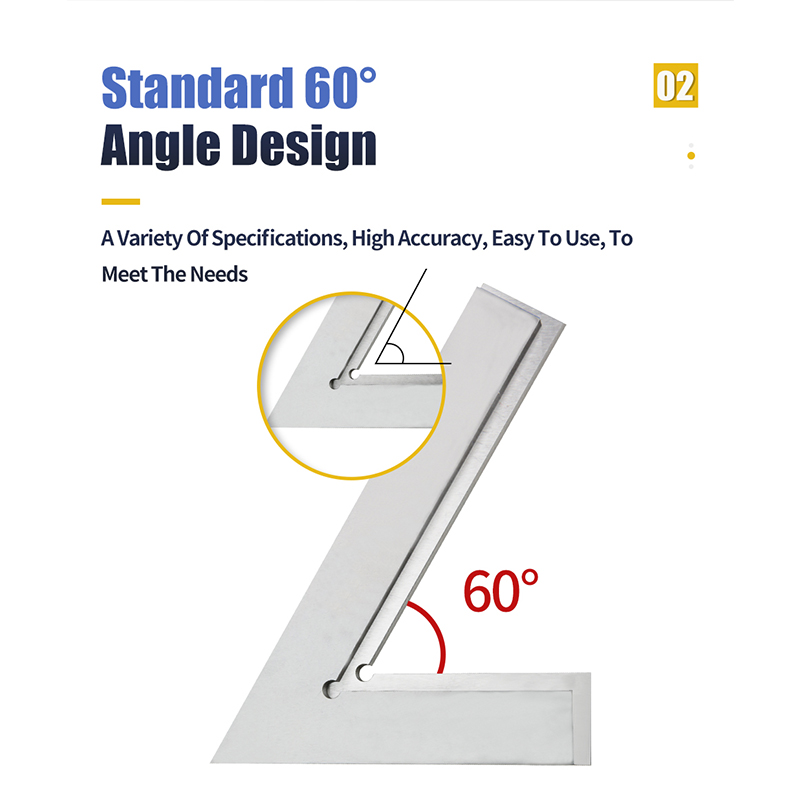 60 Graden Hoek Platte Rand Vierkante Hoek Heerser Metalen Vierkante Heerser Rand Staal Meten Tool Carpenter Vierkante Markering Heerser Gereedschappen