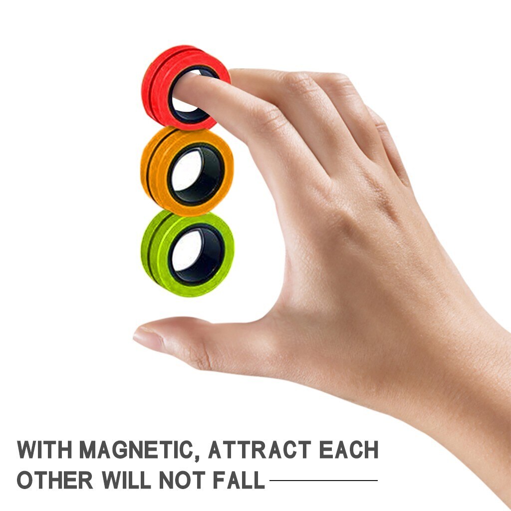 Stress Relief Magnetic Rings Fidget Toys for Anxiety Anti-Stress Roller Fingertip Toys Adult Children Finger Spinner Magic Rings