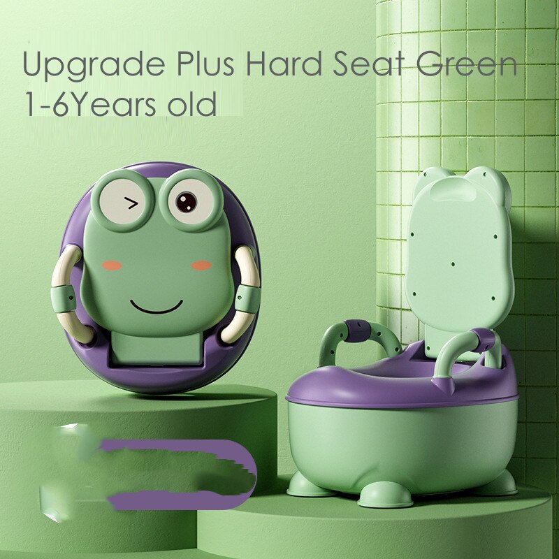 Children's Potties Portable Potty Training Urinal Toilet Seat Girls Boy Potty Kids Toilet Seat Toddler Pot Children Potty Bedpan: Plus Green Hard Seat