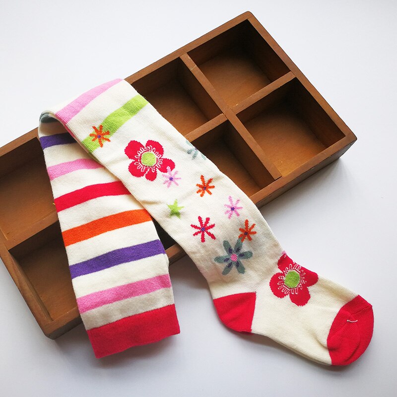 Herfst Baby Meisje Kinderen Bloem Panty Katoen Panty Voor Meisjes Kniehoge Sokken Kinderen Panty Panty Met Gestreepte