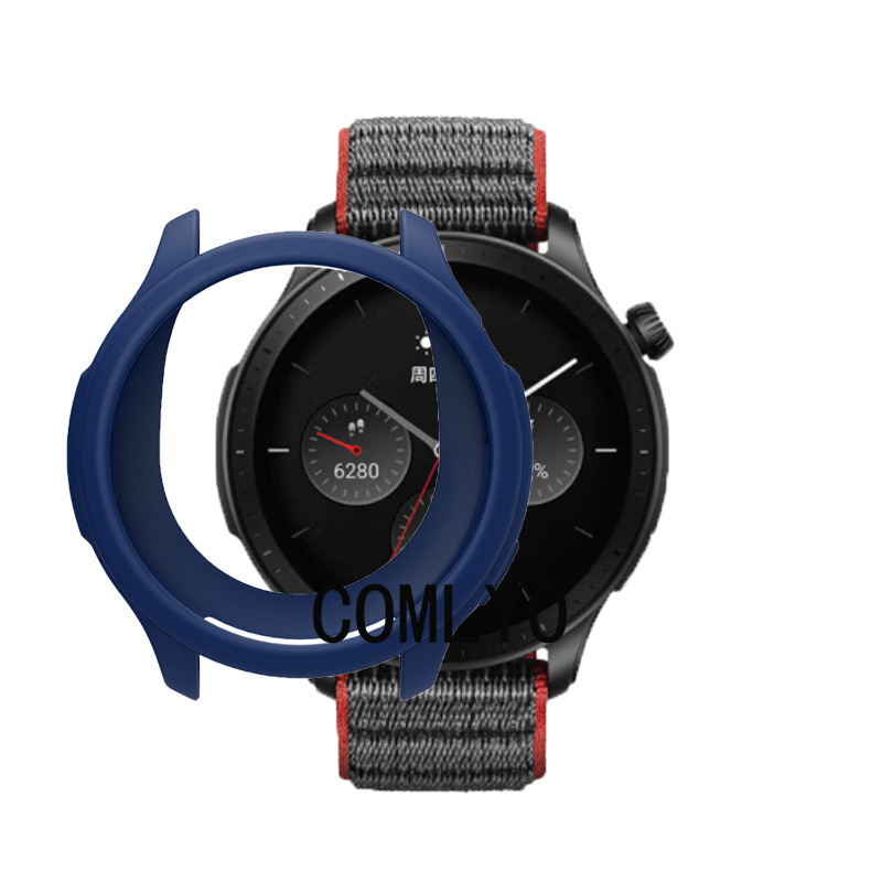 For Amazfit GTR 4 Case Silicone Soft Protective Shell Bumper half Cover Glass Screen Protector Film