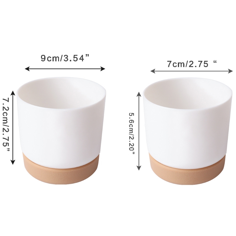 Small White Ceramic Planter Mini Flower Containers Indoor with Drainage Hole for Succulents or Cactus -Large/Small O06 21