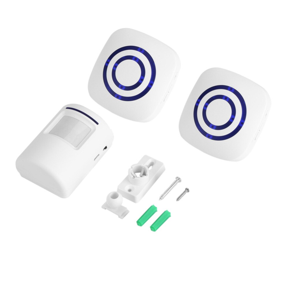 110v-240v trådløse dørklokker pir infrarød sensor bevægelsesdetektor indgang dørklokke alarm m/ modtager &amp; sender eu/us stik