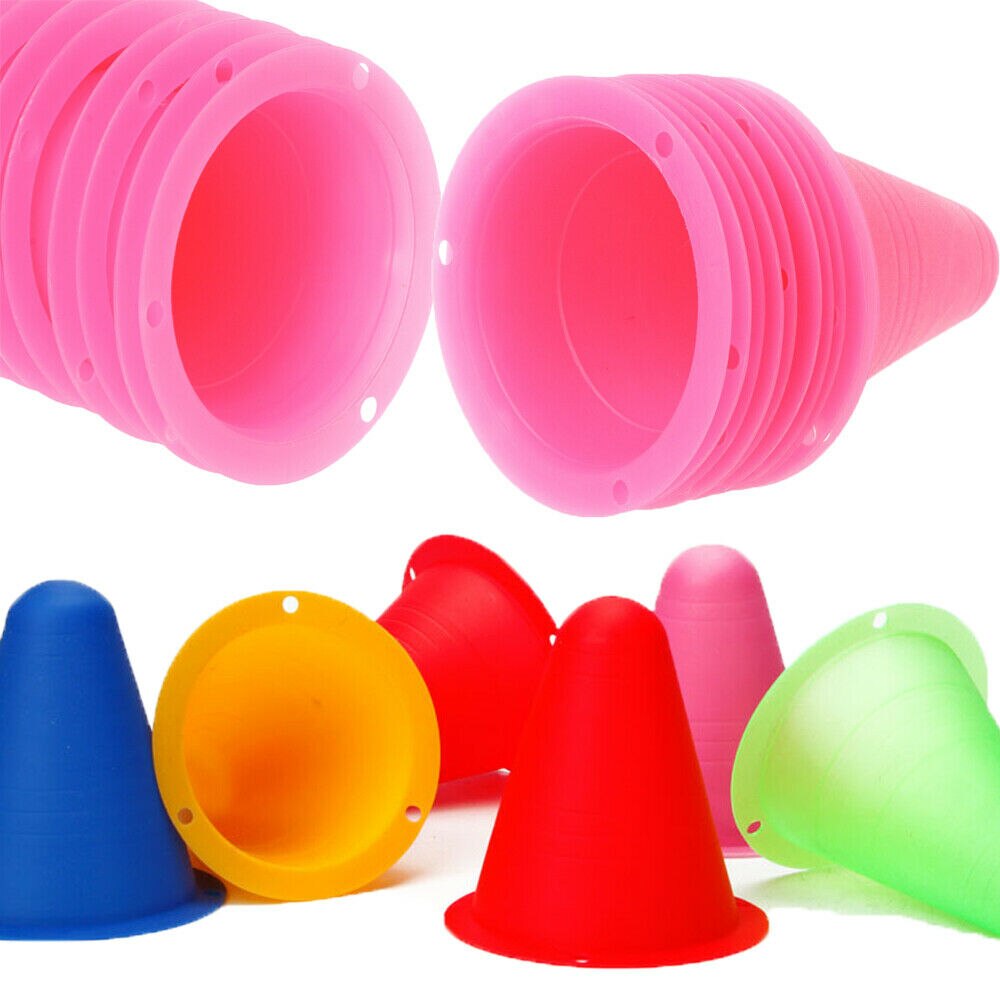 10Pcs cono marcatore coni di plastica per pattini da calcio rulli da calcio attrezzature per l&#39;allenamento sportivo