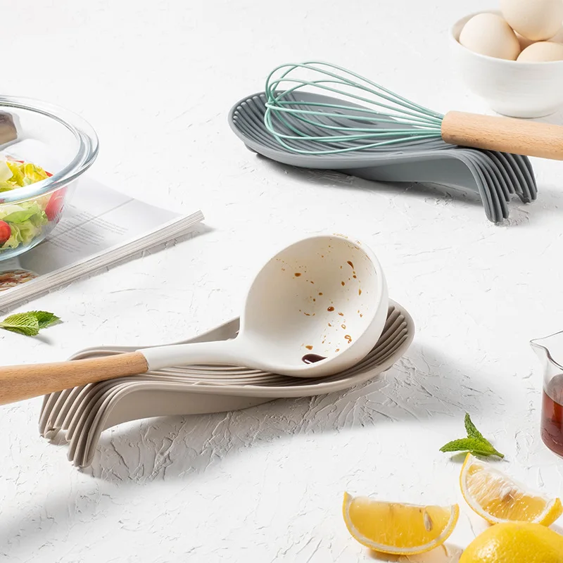 1/4 Stuks Siliconen Lepel Houder Steun Pad Keukengerei Spatel Hittebestendige Placemat Isolatiematten Keuken Gereedschap
