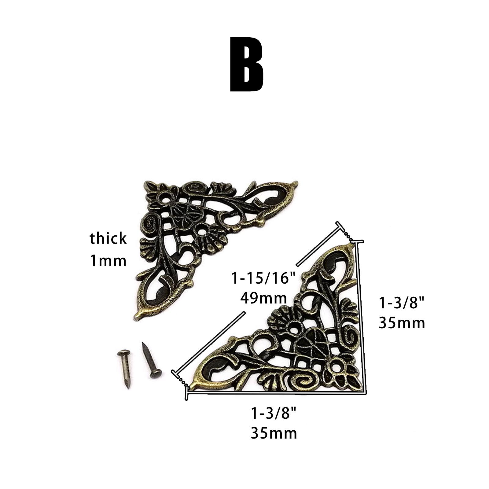 12Pc Hoek Decoratieve Beschermhoes Voor Sieradendoos Kist Wijn Hout Case Boek Plakboek Fotoalbum Antiek Messing Brons: WHITE