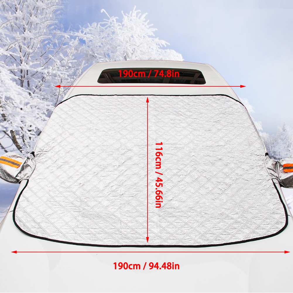 190*116cm Magnetic Car Windshield Snow Cover Tarp Winter Ice Scraper Frost Dust Guard Sunshade Protector