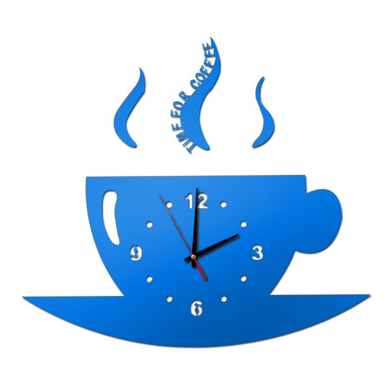 Large Wall Clock 3D Coffee Cup DIY Silent Wall Sticker Clock Wall Clocks Decor Adhesive Acrylic Room Living Mirror Home Self: A5