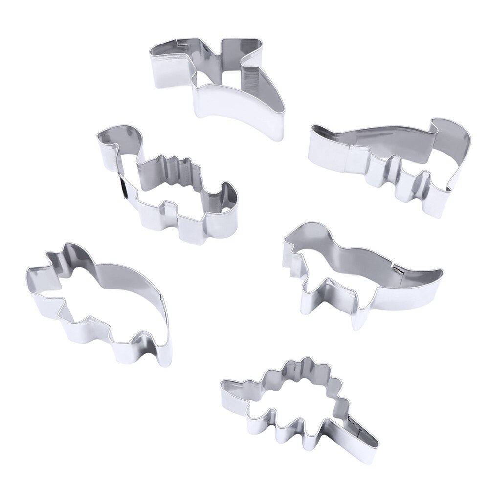 6 stks/set 3D Dinosaurus Cookie Rvs Cookie Decoratie Mold Dierlijke Vorm Cookie Cutters Mold