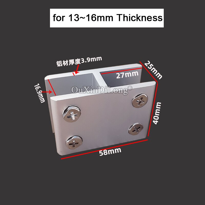 2PCS Aluminum Alloy Glass Clamps Clips 180 Degree Board Frame Glass Shelf Fixed Holder Brackets No Drilling for 3~20mm