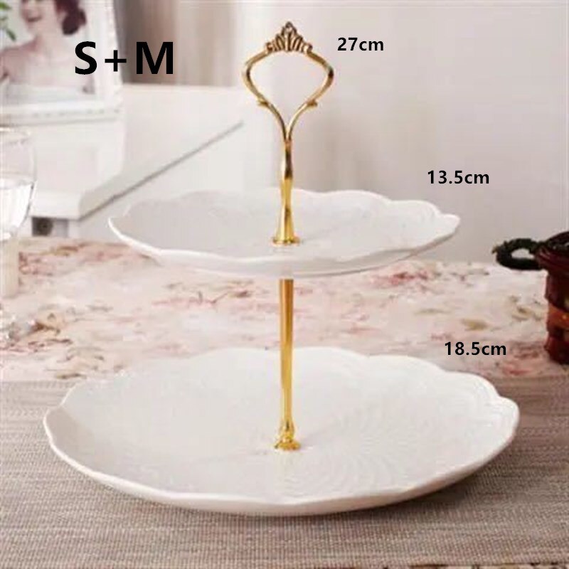 2 Tier Cake Stand Afternoon Tea Wedding Plates Party Tableware Bakeware Ceramic Plate Dessert Fruit Plate Decorating Tools: A  white 1