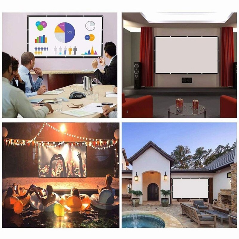 Projector Screen 150 inch 16:9 Foldable Anti-Crease Portable Projection Movies