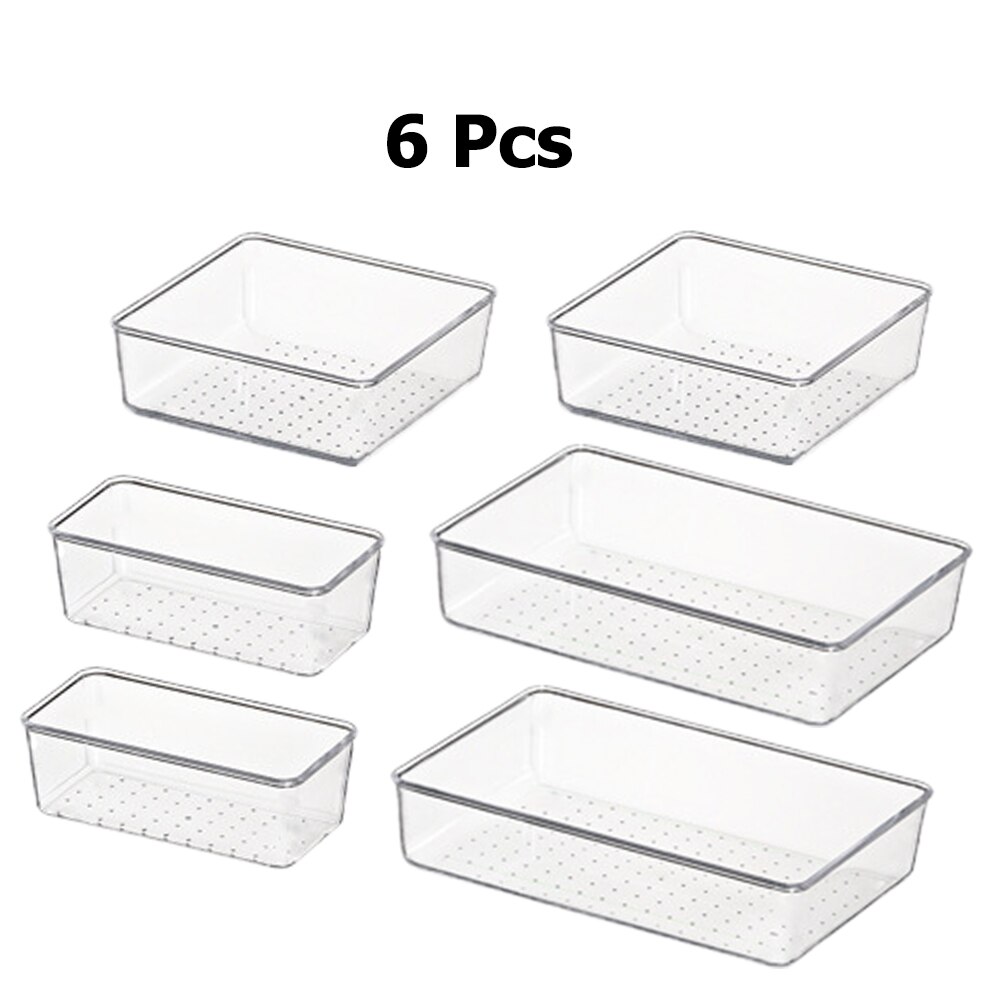 Låda stil smink förvaringslåda kosmetisk behållare plast diverse delar fall köksbestick skrivbord diverse organisator: 6 st set