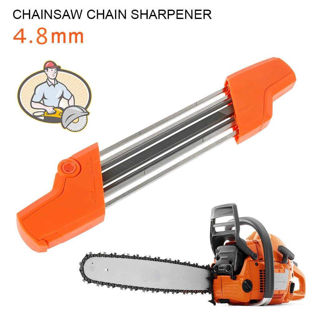 2 in 1 nem fil motorsav kædesliber 4.0/4.8/5.2/5.5mm savtænder sæt hurtig slibning filer kædesliber tilbehør værktøj: Orange