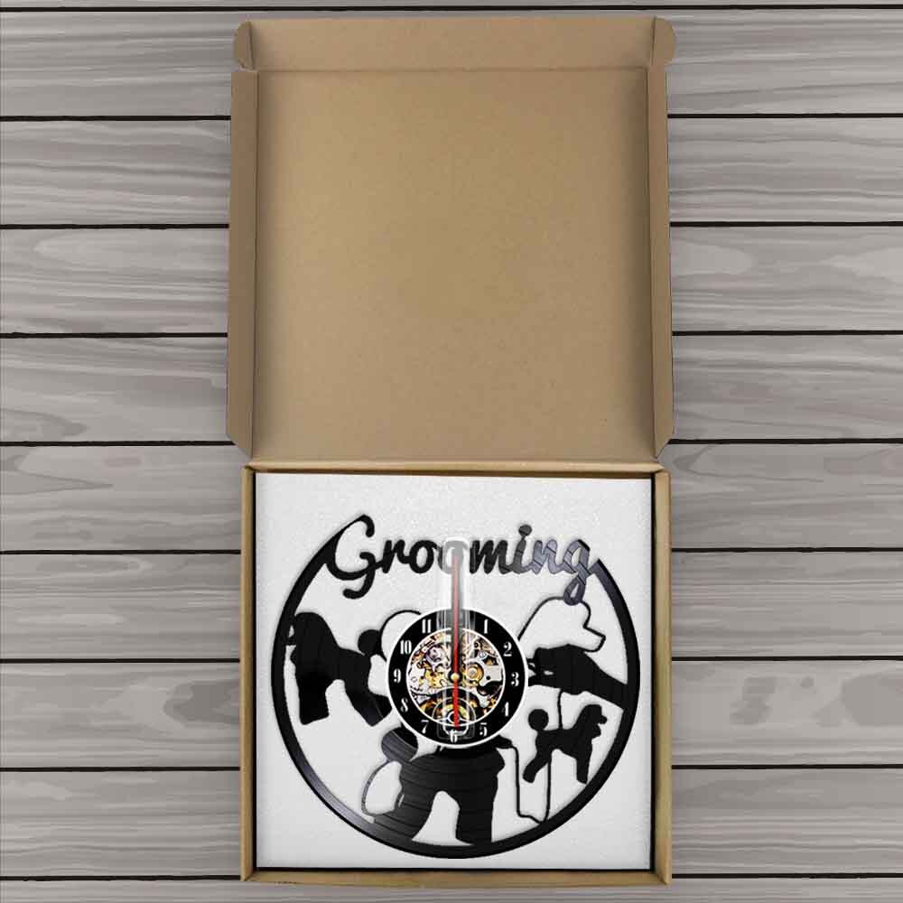 Reloj de pared de vinilo para peluquería canina con retroiluminación LED, tienda de mascotas, lámpara de luz nocturna para chico y habitación, Relogio al por mayor