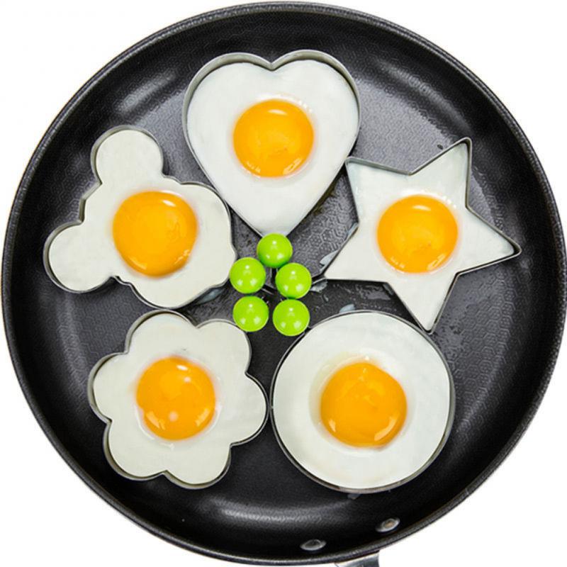 Herramientas de acero inoxidable para huevos fritos, molde de 5 estilos para tortitas, anillo de cocina, decoración creativa, accesorios de cocina