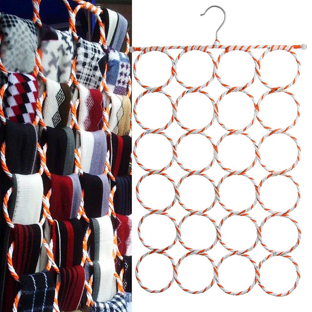 1PC Portable Multi Purpose Rattan Circle Circle Shape Scarf Hanger Tie Clothes Rack Storage Racks Space Saving Closet Organizer