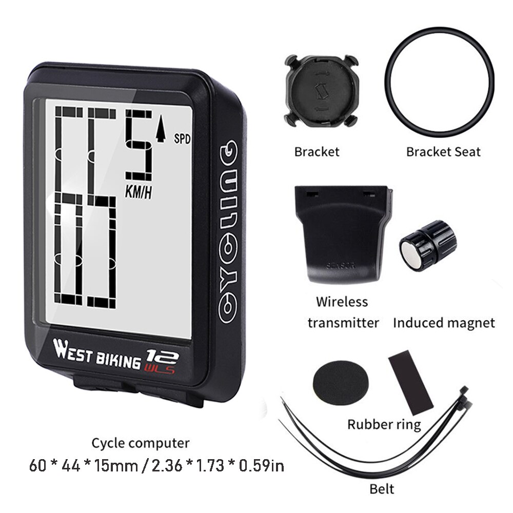 Waterproof Cycling Computer Wireless Wired MTB Bike Bicycle Speedometer Computer Stopwatch LED Digital Rate Cycling Odometer: Black