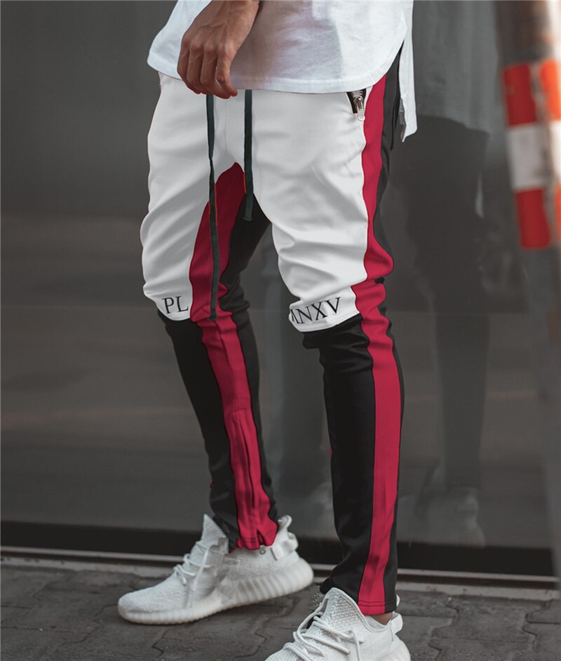 Efterårsmærke gym sportsbukser mænd jogger patchwork slim fit bodybuilding herre løbebukser løbere mænd jogger joggingbukser