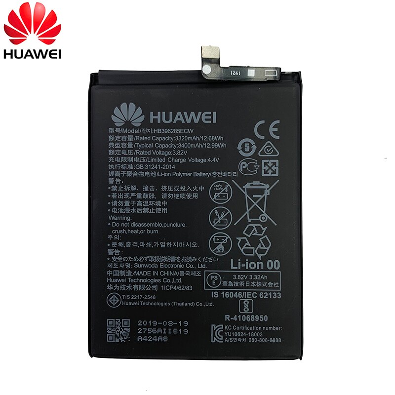 100% Original Hua Wei Replacement Phone Battery HB396285ECW 3400mAh For Huawei P20 Honor 10 Honor10 Lite Batteries Batteria