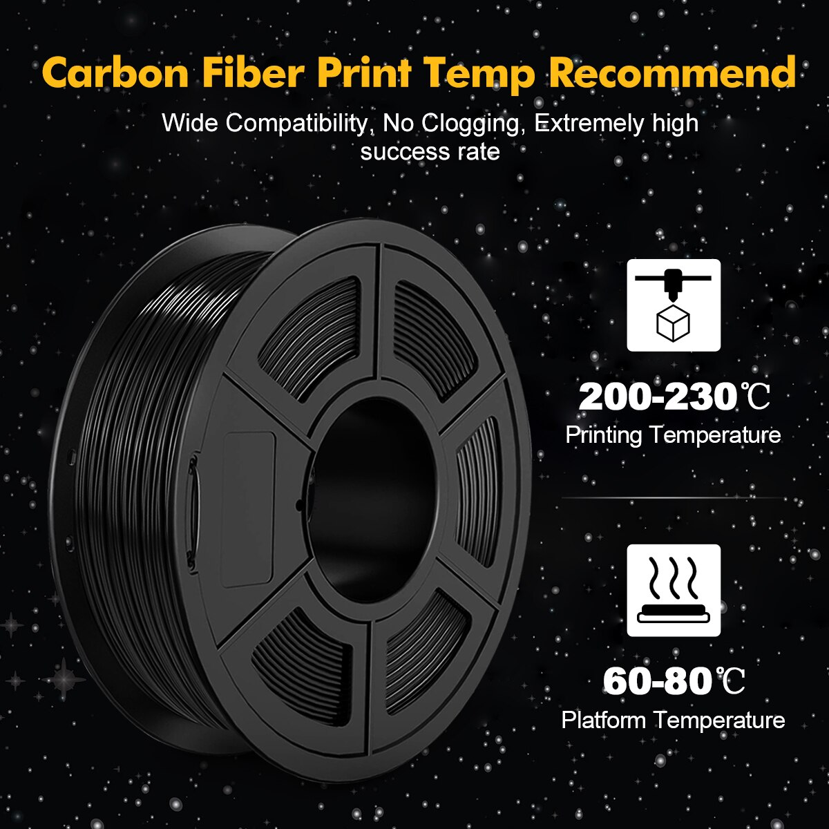 Gohigh Pla Carbon Black Fiber 1kg 2 2lbs 3d Printer Filament 100 Geen Bubble 1 75mm Spool