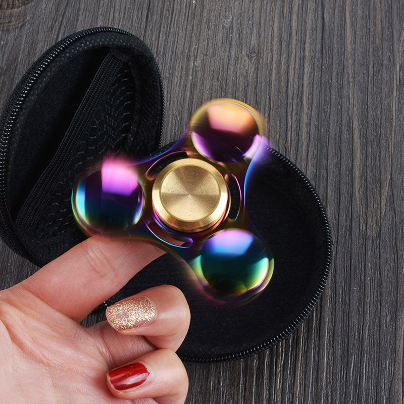 Kleurrijke Regenboog Fidget Spinner Metalen Hand Spinner Ongeveer 5 Minuten Voor Autisme Rotatie Anti Stress Speelgoed Kids Kinderen