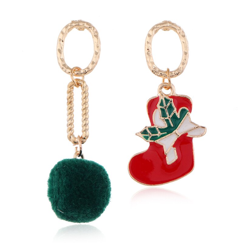 Asymétrique père noël longues boucles d'oreilles pour les femmes or jaune couleur boule ronde boucles d'oreilles bijoux de noël: 9