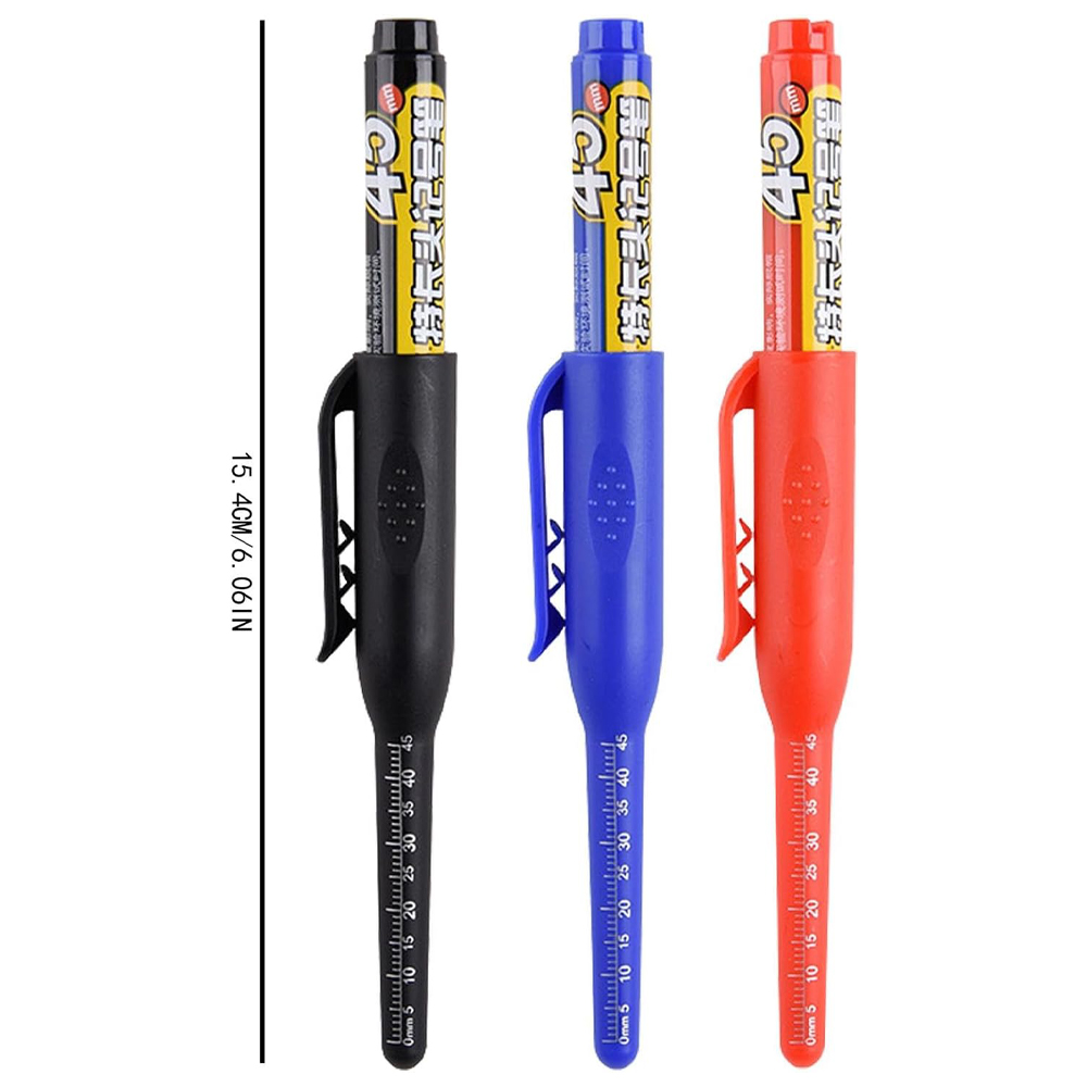 2-8Pcs 45mm Waterproof Long Head Nib Deep Hole Markers Pen Tile Carpenter Pen Multi-purpose for Woodworking Black/Blue/Red Ink: Green, Purple
