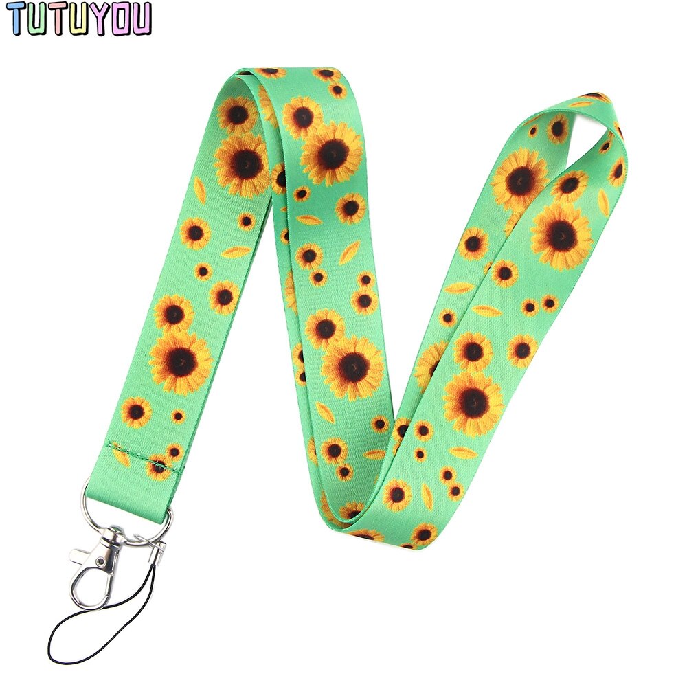 PC2257 Wit Daisy Zonnebloem Verborgen Handicap Schilderen Kunst Sleutelhanger Lanyard Neck Strap Voor Telefoon Key Id-kaart Creatieve Lanyards