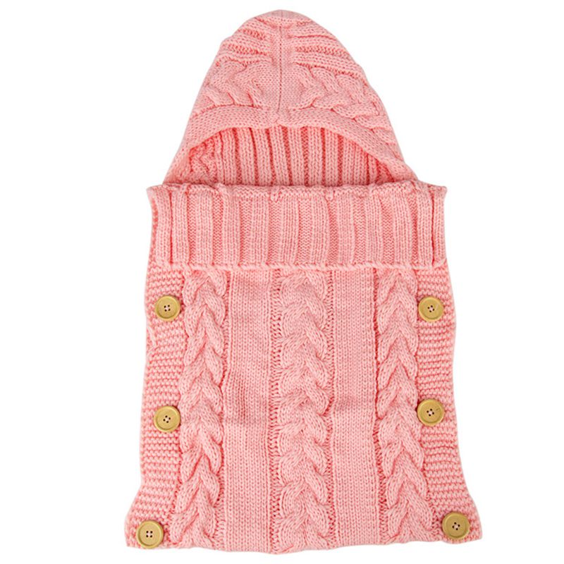 Baby Blanket Baby Solid Kintted Sleeping Blanket Stroller Bedding Winter Warm Babies Accessories Newborn Photography Props: Pink