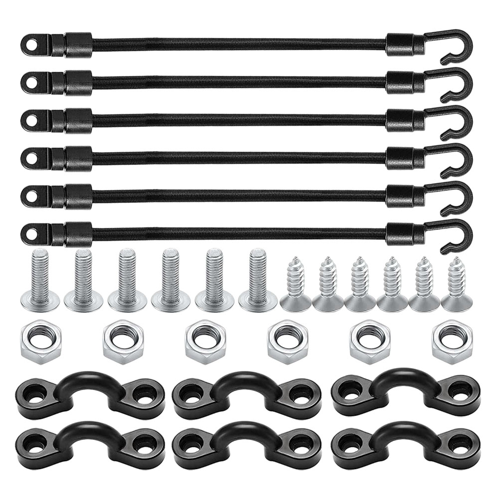 Flexible 18 Inch Fishing Rod Tie Down Straps for Secure Use on For Boat Deck or For Kayak Full Installation Kit