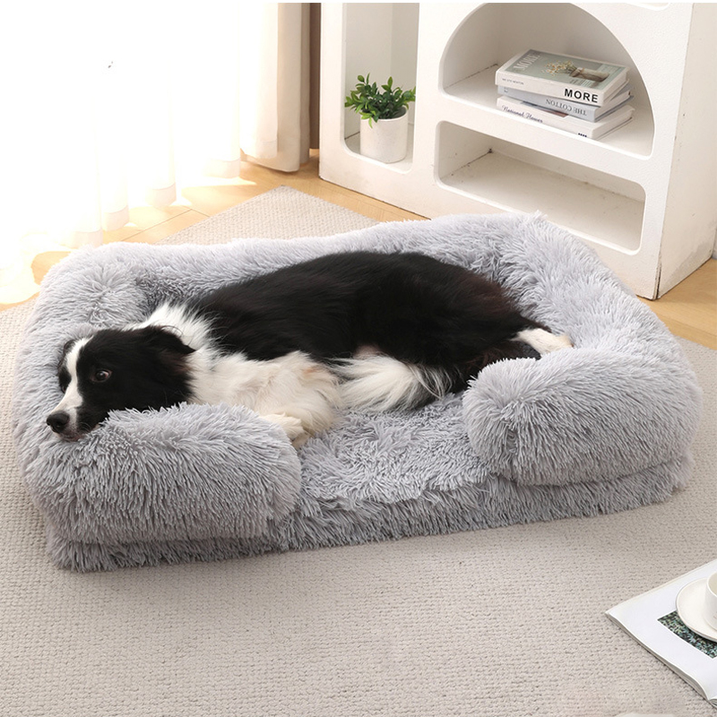 Winter Thickened Washable Removable Plush Fluffy Pet Bed for Large Medium Dogs Cats, Rectangular & Square Dog Bed Mat Cushion