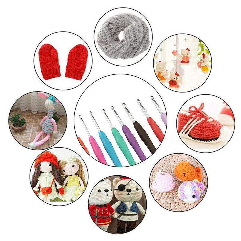 42pcs Knitting Needles Sewing Tools With Yarn Crochet Hook Set Knit Gauge Scissors Stitch Holder Hook For Knitting Home Supply