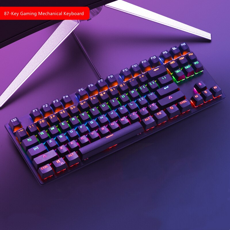 Gaming Mechanische Toetsenbord Blauw Rood Schakelaar 87key Ru/Us Bedraad Toetsenbord Anti-Ghosting Rgb/Mix Backlit Led usb Voor Gamer Pc Laptop