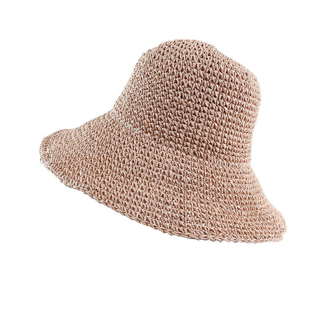 Verano gorros de Otoño de las mujeres planos Retro caídos tapa del borde hecho a mano sombrero de paja para dama al aire libre sol protección de playa sombrero de paja: 2
