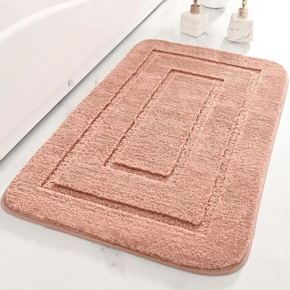 Bathroom Rug Microfiber Shaped Absorbing Non Skid Solid Color Lavatory Carpet Washroom Essentials Latest Bath Mat Water Soaking