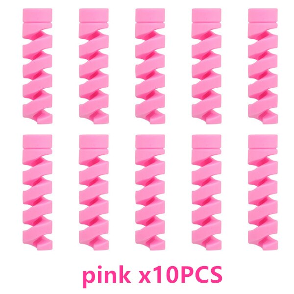 2-10 st laddningskabel skydd kabelhantering usb laddare sladd kabel organiserare för miniusb android typec kabel upprullningsklämma: 10 st rosa