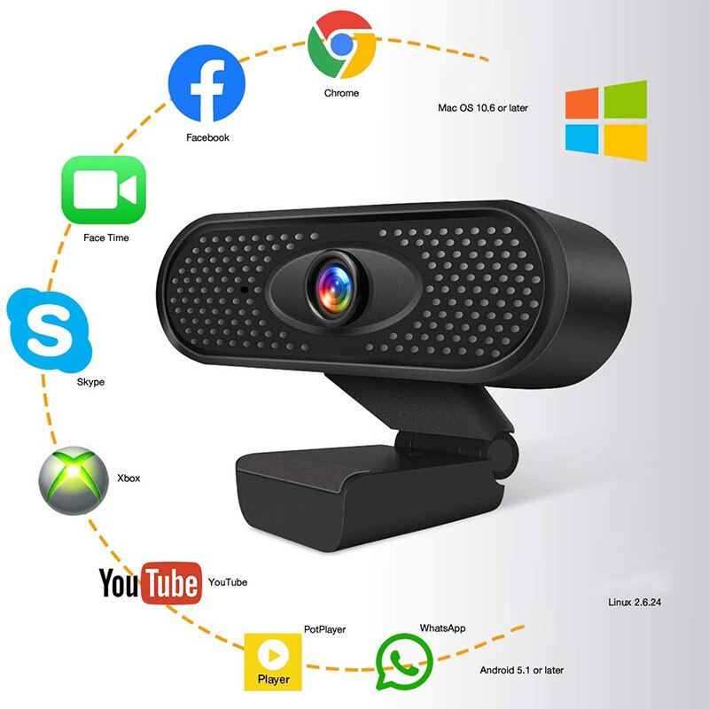 Webcam HD 1080P USB Camera PC Camera with Internal Microphone for Online Meetings Plug and Play for PC,Desktop or Laptop